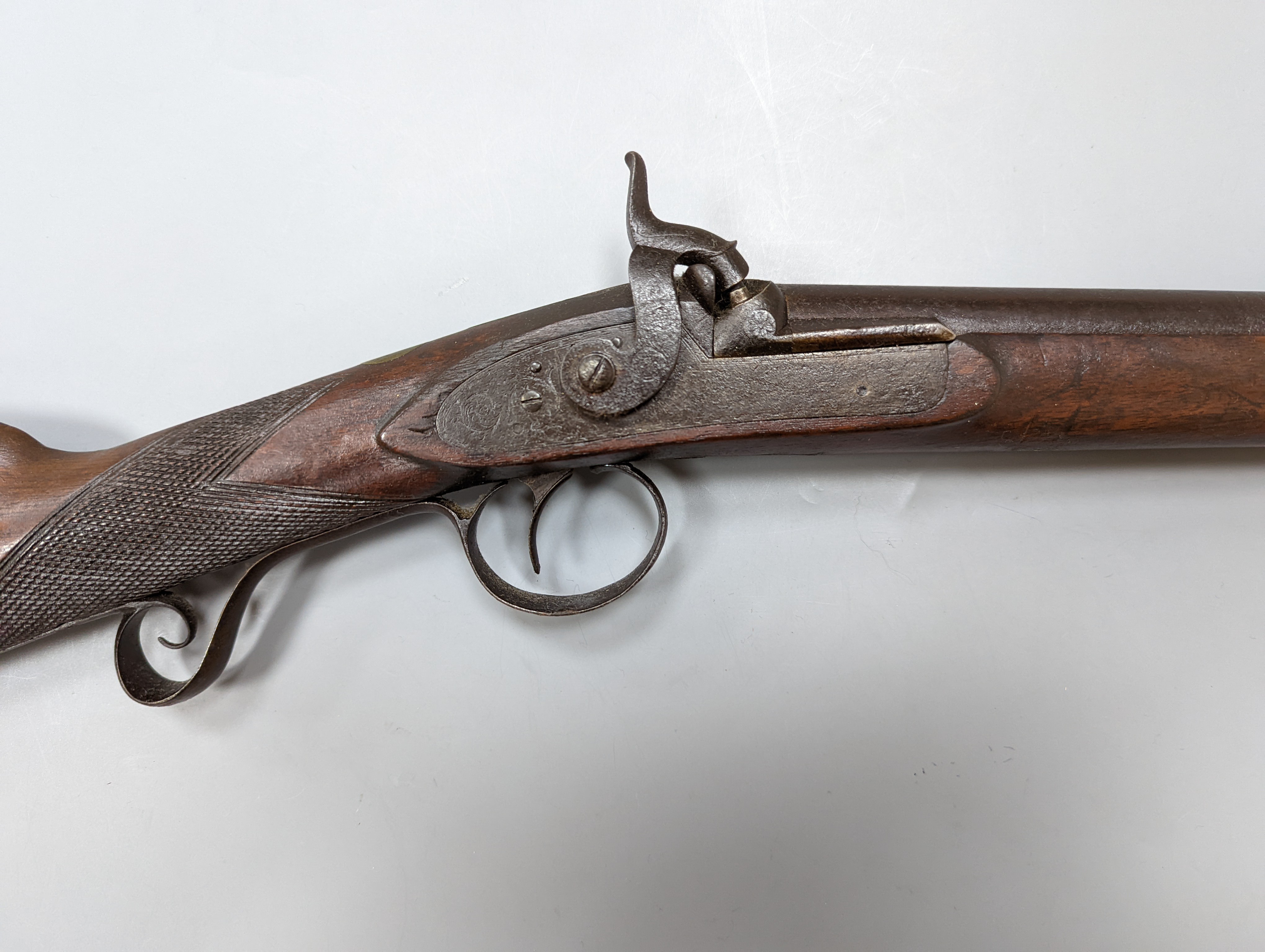 A late 19th/early 20th century percussion cap musket,115 cms long.